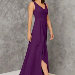 AZAZIE KORI Grape A-Line Pleated Chiffon Dress